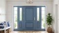 Blue Double Doors with Sidelights in White Hallway Royalty Free Stock Photo