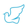 Blue dove icon. Beautiful bird, symbol of the peace