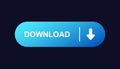 Blue download button with white text and arrow for digital files and applications Royalty Free Stock Photo
