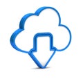 Blue download from cloud icon