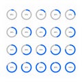 Blue download process. loading indicator. circle percentage diagrams. set of circle progress indicator. diagrams