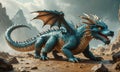 blue dragon with large, sharped head and large fangs Royalty Free Stock Photo