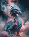 Blue Dragon Amidst Ethereal Smoke, Generative AI