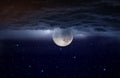 Big moon Dramatic Orange sunset cloudy sky night starry sky moon universe cosmic dramatic cloud