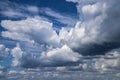 Blue dramatic moody sky with fluffy clouds as a natural background Royalty Free Stock Photo