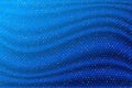 Blue draped textile background. Soft folds of satin fabric