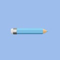 Blue drawing pencil art design or education stationery equipment on creative color background with crayon paint writing object