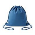 Blue drawstring bag with textured surface isolated on white background Royalty Free Stock Photo