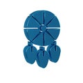 Blue Dream catcher with feathers icon isolated on transparent background.