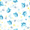 Blue Dream Cute Gift Box Party Vector Seamless Pattern