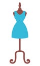 Blue Dress on Mannequin Isolated Vector Image