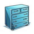 Vector Picture Of A Small Blue Dresser With A Shelf In J. Scott Campbell Style