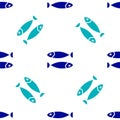 Blue Dried fish icon isolated seamless pattern on white background. Vector Illustration
