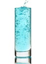 Blue drink being poured into a glass