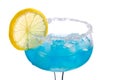 Blue drink with ice and lemon