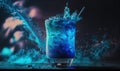 a blue drink with a splash of water on the rim Royalty Free Stock Photo