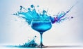 a blue drink with a splash of water on the rim Royalty Free Stock Photo