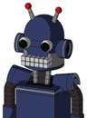 Blue Droid With Dome Head And Keyboard Mouth And Two Eyes And Double Led Antenna