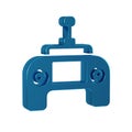 Blue Drone radio remote control transmitter icon isolated on transparent background.