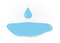 Blue drop falling in a puddle of water. Isolated. Royalty Free Stock Photo