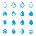 Blue Droplet Icons On a White Background Royalty Free Stock Photo