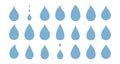blue drops and droplet silhouette vector set. Drop icons on white background Royalty Free Stock Photo