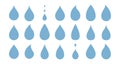 blue drops and droplet silhouette vector set. Drop icons on white background Royalty Free Stock Photo