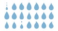 blue drops and droplet silhouette vector set. Drop icons on white background Royalty Free Stock Photo