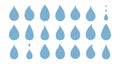 blue drops and droplet silhouette vector set. Drop icons on white background Royalty Free Stock Photo