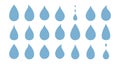 blue drops and droplet silhouette vector set. Drop icons on white background Royalty Free Stock Photo