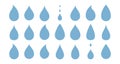 blue drops and droplet silhouette vector set. Drop icons on white background Royalty Free Stock Photo