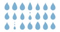 blue drops and droplet silhouette vector set. Drop icons on white background Royalty Free Stock Photo