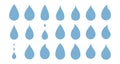 blue drops and droplet silhouette vector set. Drop icons on white background Royalty Free Stock Photo