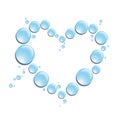 Blue drops of water in heart shape Royalty Free Stock Photo