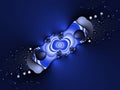 Blue drops winter bubbles cosmic diamond shapes futuristic surreal galaxy fractal, lights, abstract background, graphics Royalty Free Stock Photo