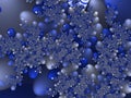 Blue silver drops winter bubbles cosmic diamond shapes futuristic surreal galaxy fractal, lights, abstract background, graphics Royalty Free Stock Photo