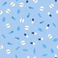 Blue drug pattern. Seamless vector background
