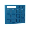 Blue Drum machine music producer equipment icon isolated on transparent background.