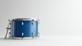 Blue drum on white background, isolated percussion instrument for musical rhythm and beat Royalty Free Stock Photo
