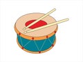 Blue Drum and wooden drumsticks