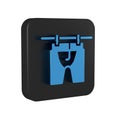 Blue Drying clothes icon isolated on transparent background. Clean shirt. Wash clothes on a rope with clothespins