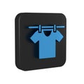 Blue Drying clothes icon isolated on transparent background. Clean shirt. Wash clothes on a rope with clothespins