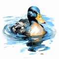 Blue Duck Image: Fluid Brush Strokes, Wimmelbilder, Serene Beauty