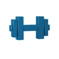 Blue Dumbbell icon isolated on transparent background. Muscle lifting icon, fitness barbell, gym, sports equipment