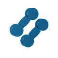 Blue Dumbbell icon isolated on transparent background. Muscle lifting icon, fitness barbell, gym, sports equipment