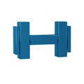 Blue Dumbbell icon isolated on transparent background. Muscle lifting icon, fitness barbell, gym, sports equipment