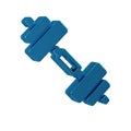 Blue Dumbbell icon isolated on transparent background. Muscle lifting icon, fitness barbell, gym, sports equipment