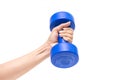 Blue dumbbell isolate on white background