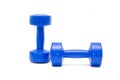 Blue dumbbell isolate on white background