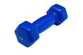 Blue dumbbell isolated on a white